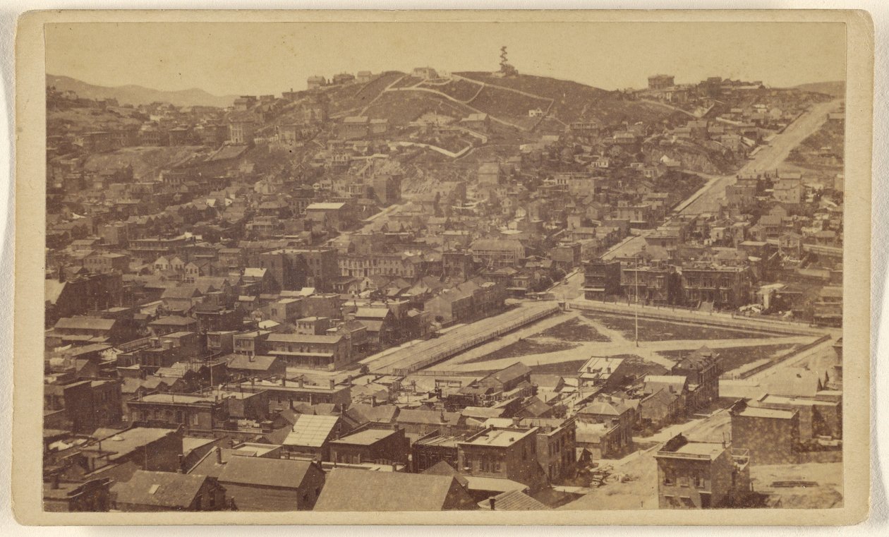 Russian Hill fra Telegraph Hill, San Francisco. af Lawrence and Houseworth
