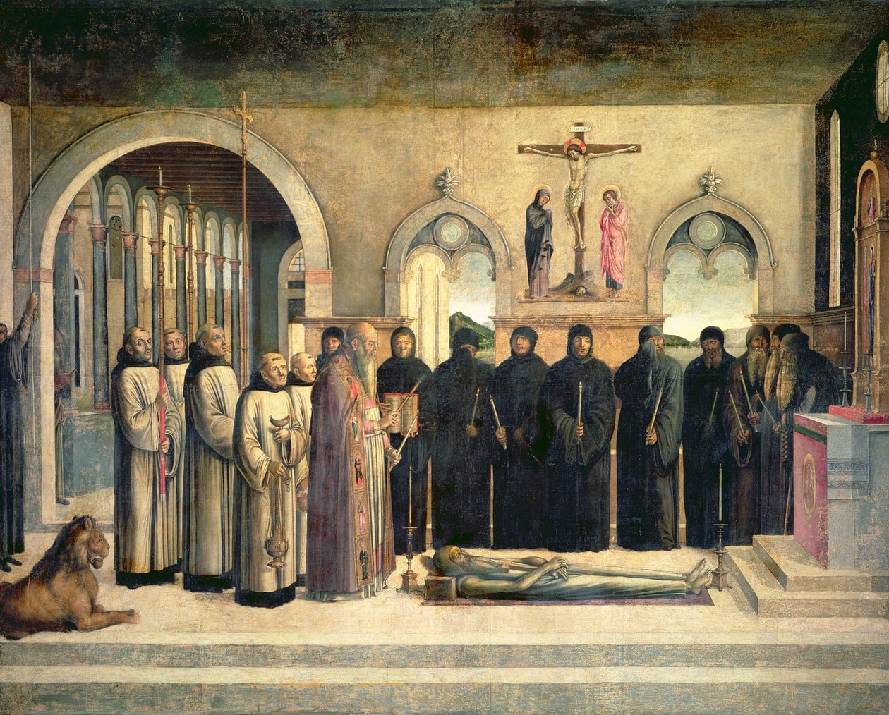 Begravelsen af Sankt Hieronymus, ca. 1470-1472 af Lazzaro Bastiani