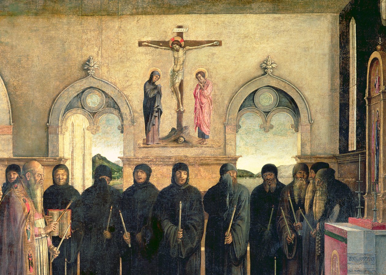 The Funeral of St. Jerome, ca. 1470-1472 olie på lærred detalje af 61140 af Lazzaro Bastiani