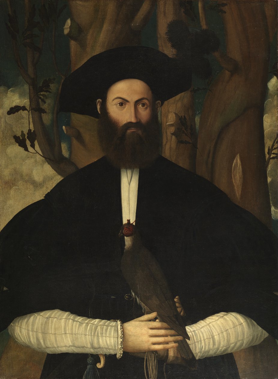 Skægget mand med en falk, ca. 1500 af Lazzaro Bastiani