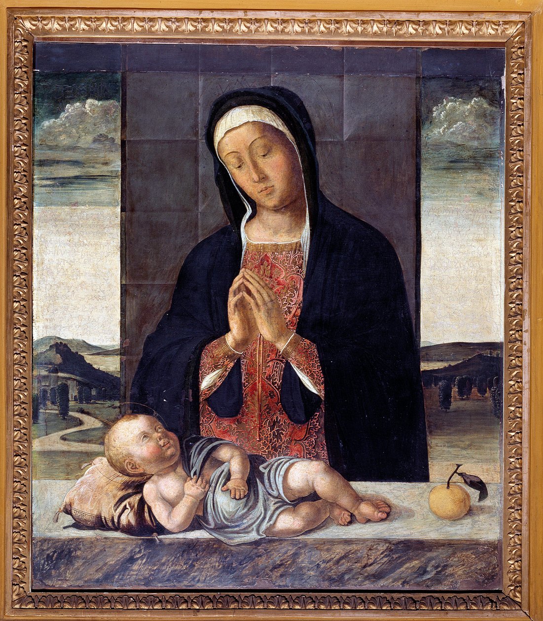 Jomfru tilbeder Jesus (maleri, ca. 1500) af Lazzaro Bastiani