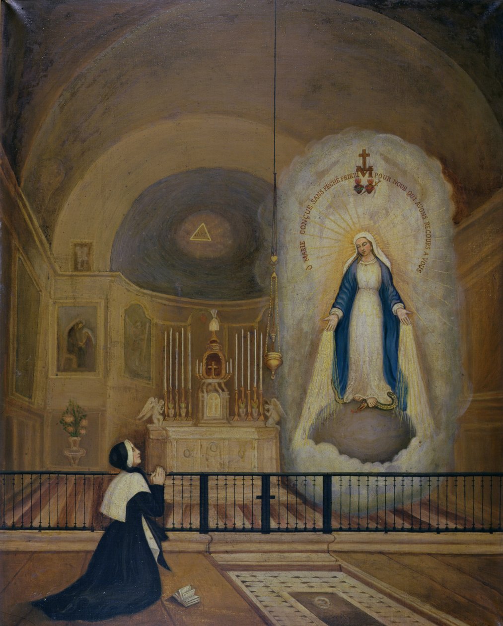 Jomfruens åbenbaring til St. Catherine Laboure (1806-76) 31. juli 1830, 1835 af Le Cerf