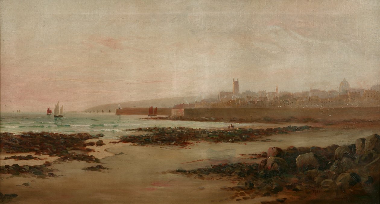 Penzance fra Chyandour Beach, 1900 af Le Huguet Le Huguet