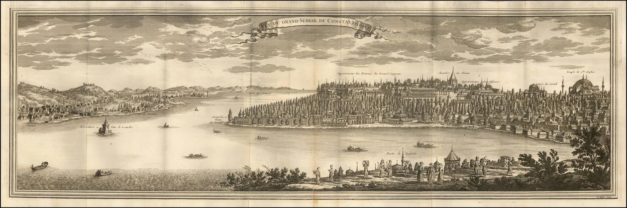 1711 illustration - Udsigt til den store serrail i Konstantinopel af Le Blond