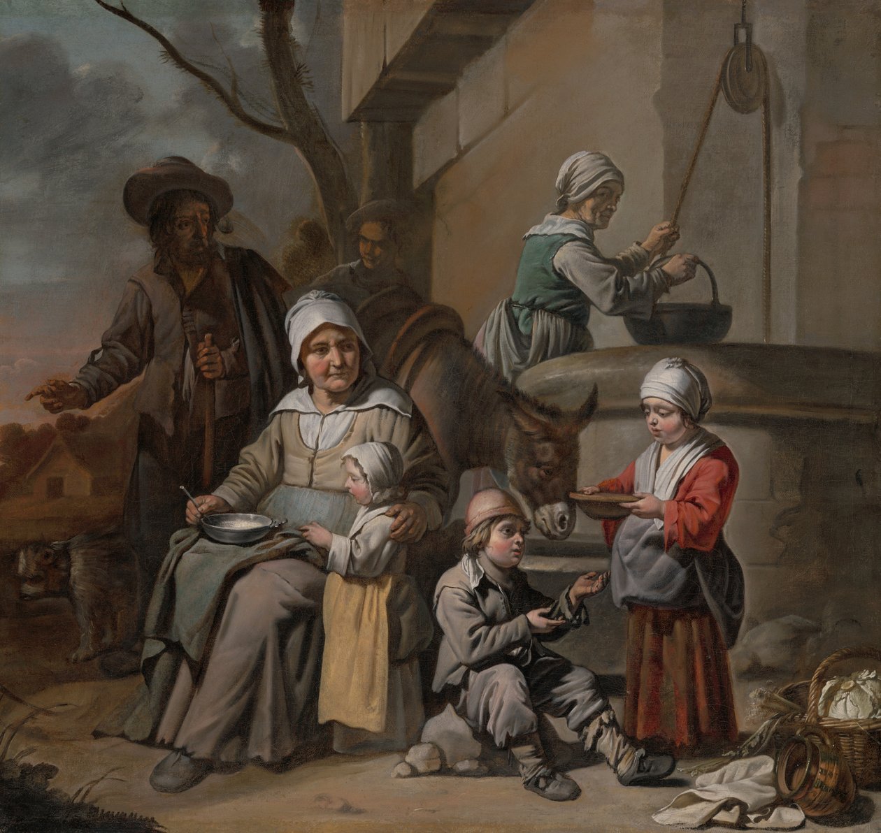 Le Maître aux Béguins - Bondefamilie ved en brønd, 1650-60 af Le Nain Brothers
