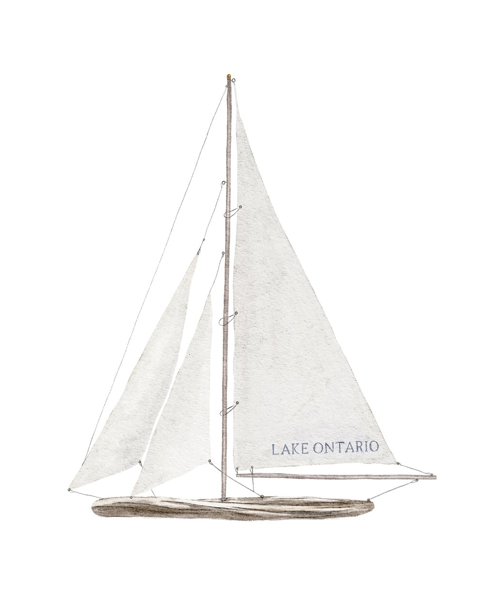Lake Ontario Sailboat, ca. 2022 (blandede medier) af Leah Straatsma