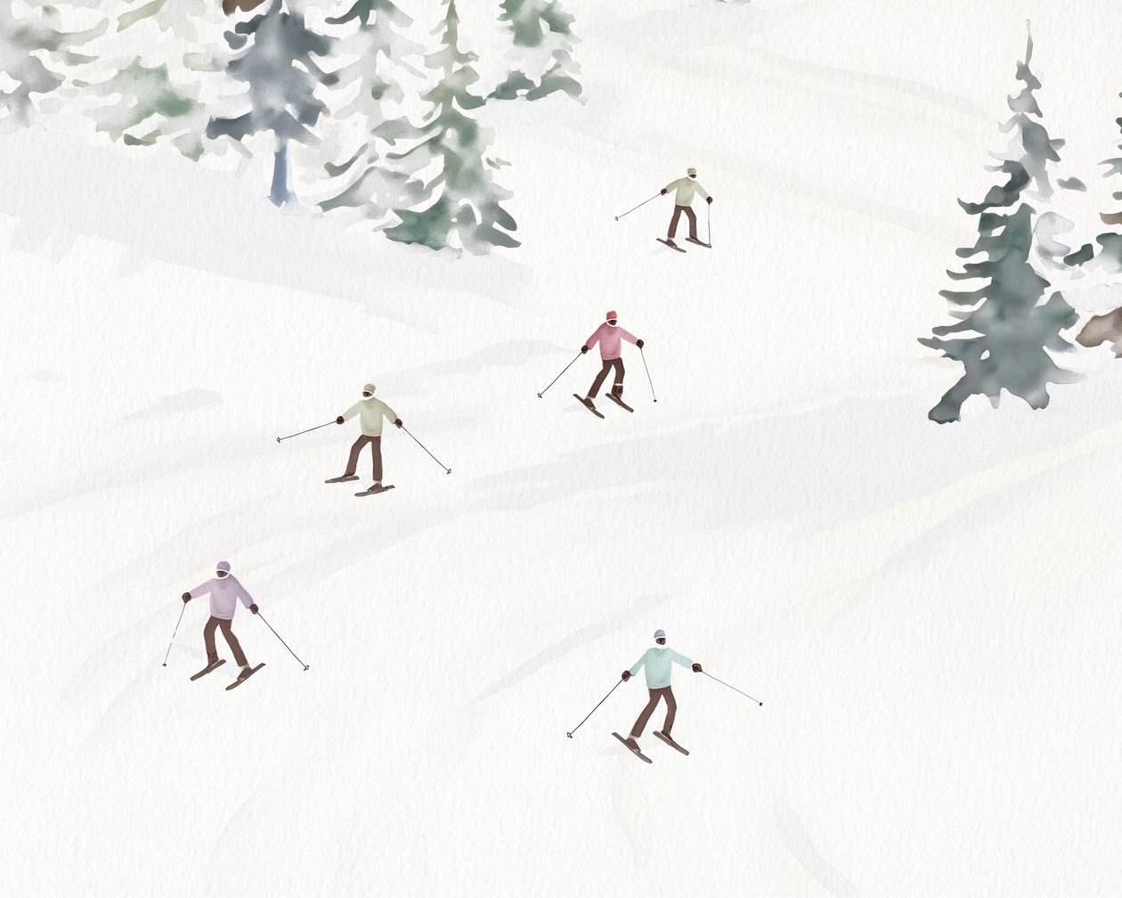 Skiløb i Tremblant, ca. 2023 (blandede medier) af Leah Straatsma