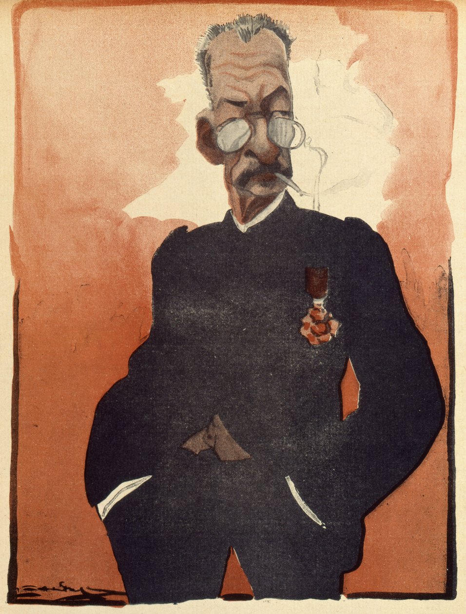 General Andre, fransk krigsminister, karikatur fra 