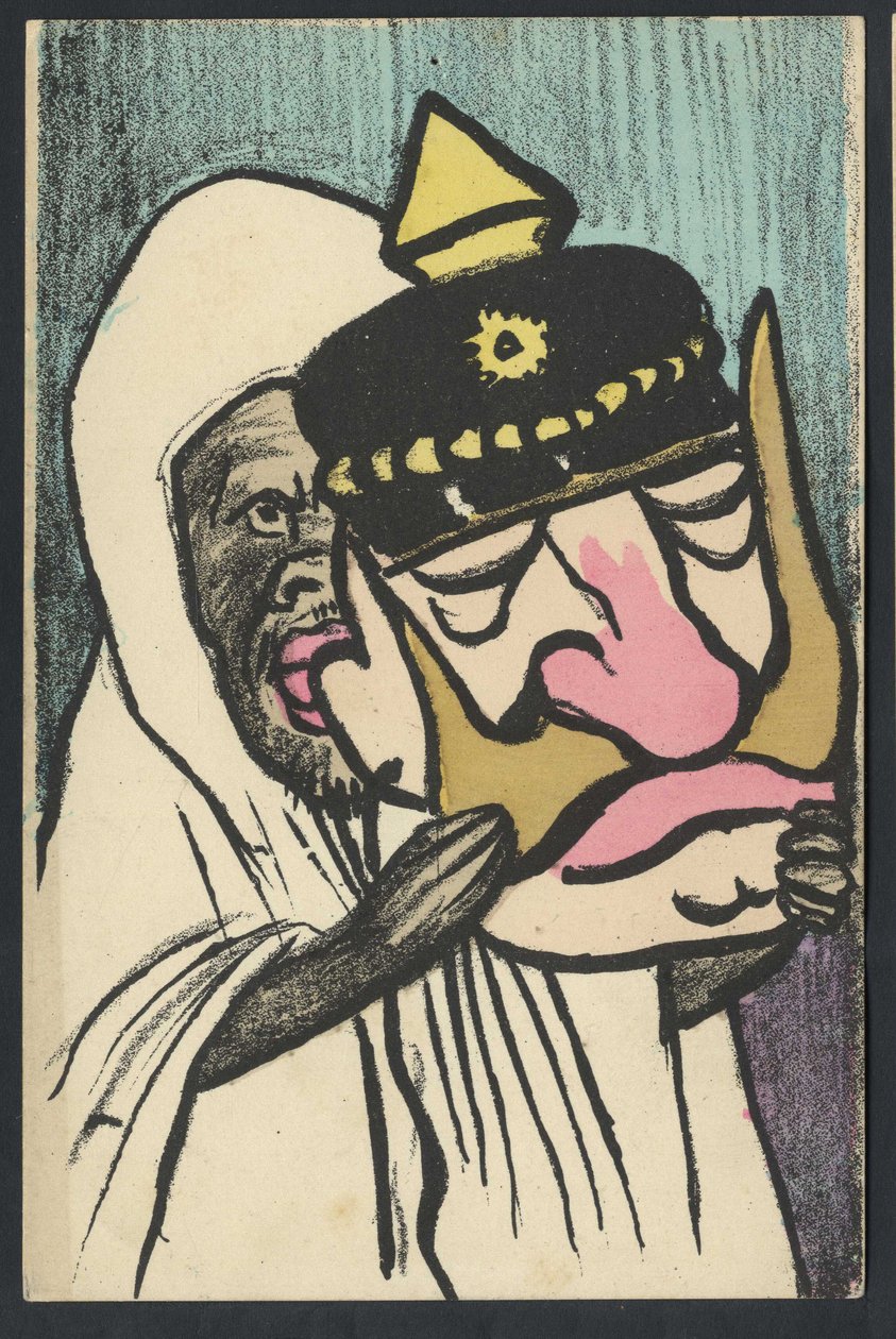 Postkort, satirisk i farver, ca. 1905: Tyskland Preussen, Marokko - Vilhelm II - Illustration af Leal de Camara (1877-1948) af Leal de Camara