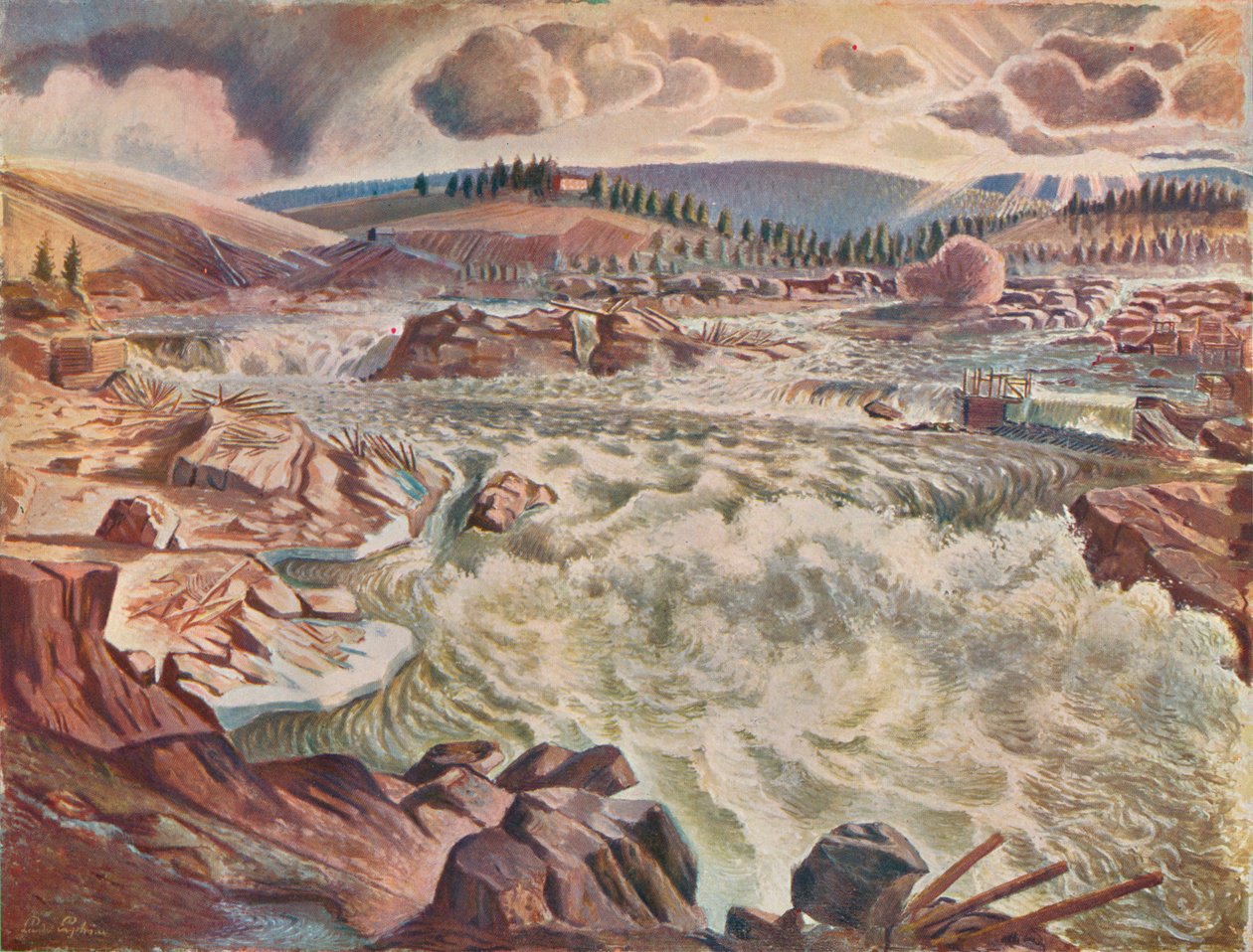 Vandfald, c1900 1935. af Leander Engstrom