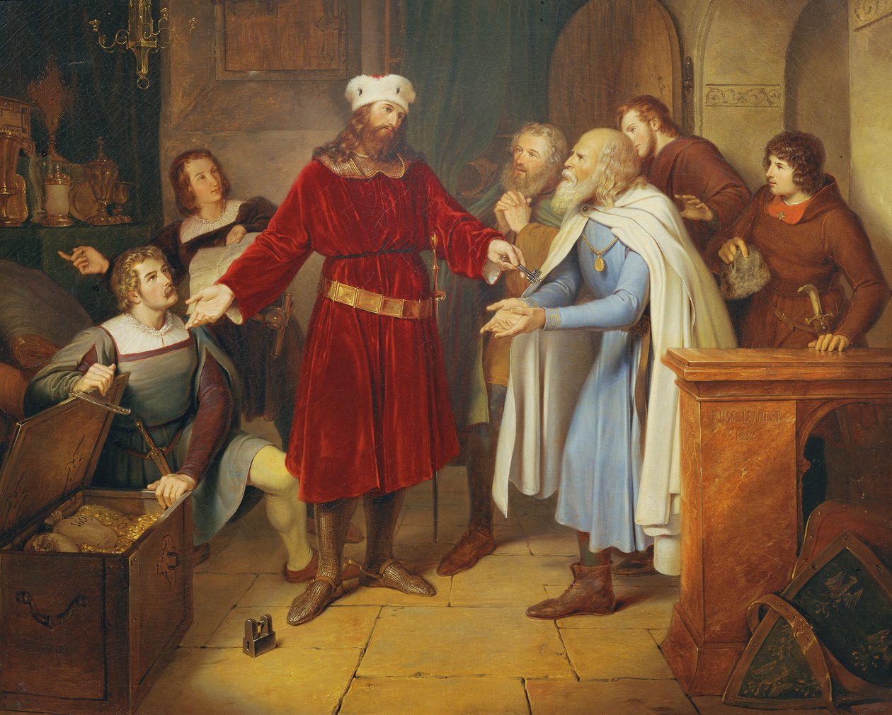 Leopold von Babenberg afleverer sine skatte til borgerne i Wien af Leander Russ