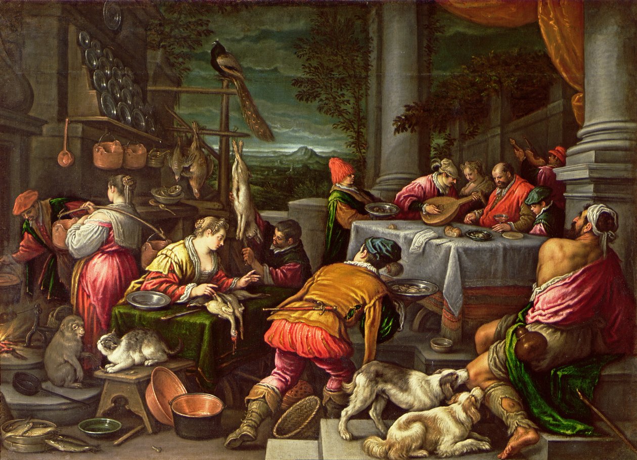 Den rige mand og Lazarus, 1590-95 af Leandro da Ponte Bassano