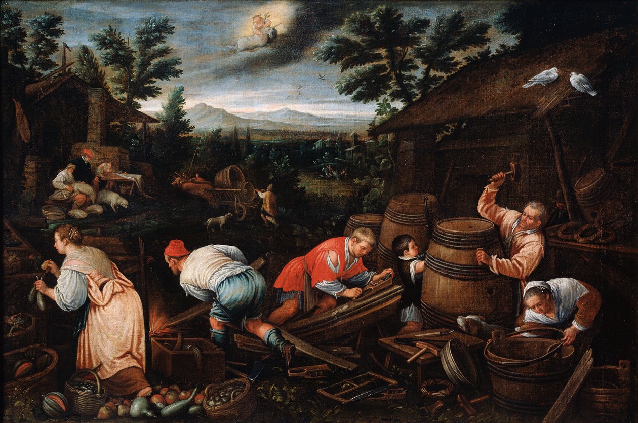 August fra serien Årstiderne, slutningen af det 16. eller begyndelsen af det 17. århundrede af Leandro Bassano