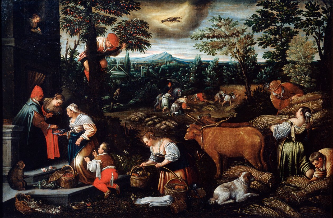 juni fra serien Årstiderne, slutningen af det 16. eller begyndelsen af det 17. århundrede af Leandro Bassano