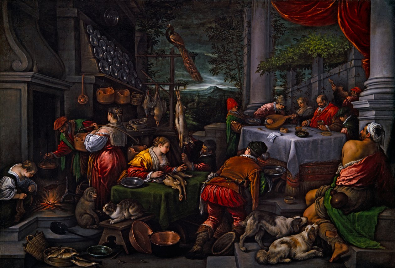 Lazarus og Dives, ca. 1570 (olie på lærred) af Leandro Bassano