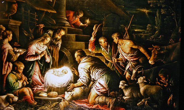 Tilbedelse (olie på lærred) af Leandro da Ponte Bassano