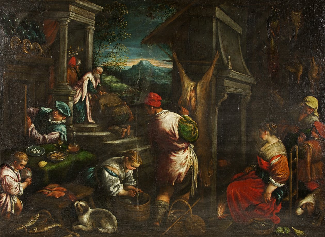 The Return of the Prodigal Son, ca. 1577-88 (olie på lærred) af Leandro da Ponte Bassano