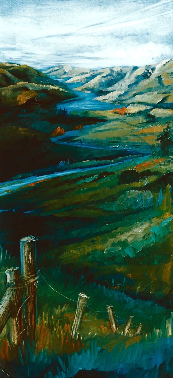 Akaroa NZ, 1997 (olie på papir) af Lee Campbell