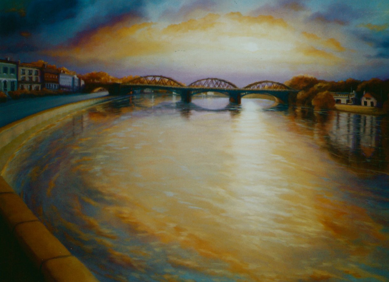 Barnes Bridge, 2006 Thames River solnedgang af Lee Campbell