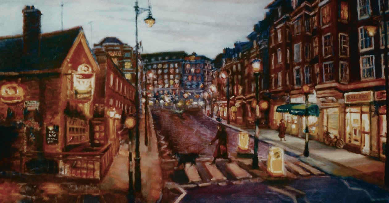 Ebury Bridge Rd. 2001 (olie på papir) Pimlico aftengade af Lee Campbell