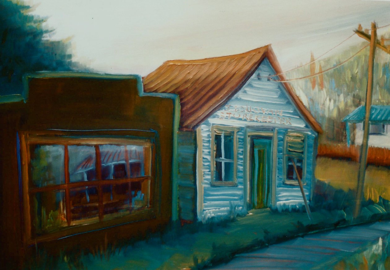 Ghost Town, West Coast, NZ, 1998 (olie på papir) af Lee Campbell