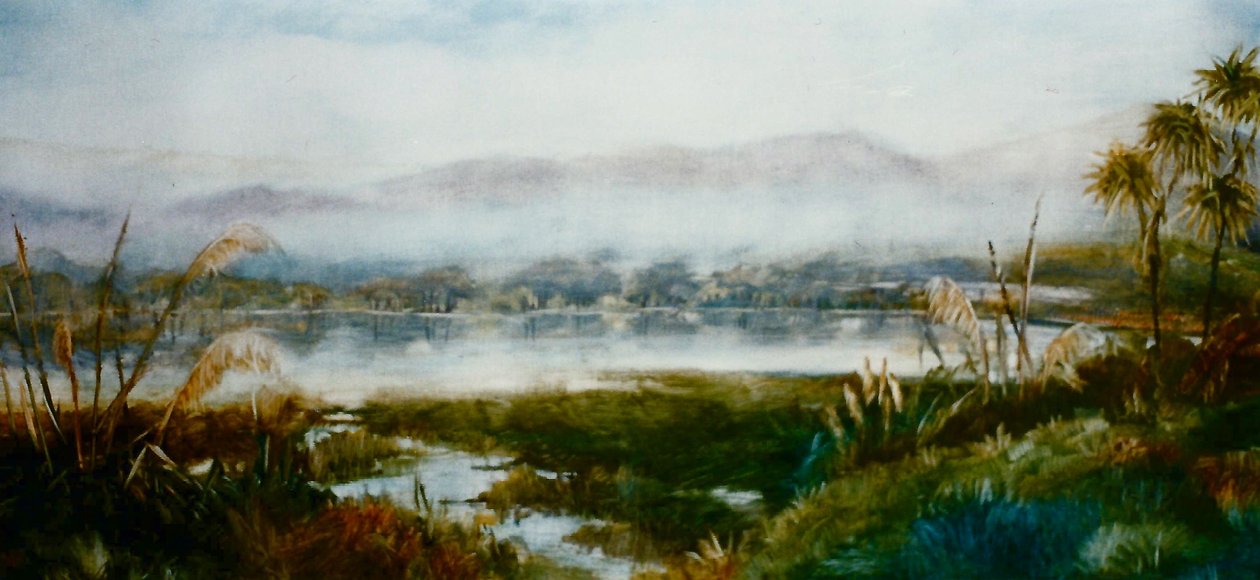 North Island, NZ, 2000, (olie på papir) af Lee Campbell