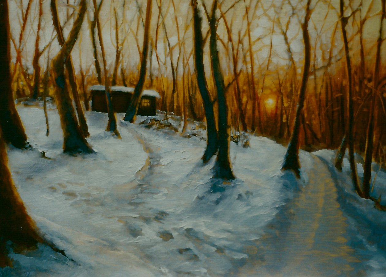 Snowy Woods 2002 solnedgang af Lee Campbell