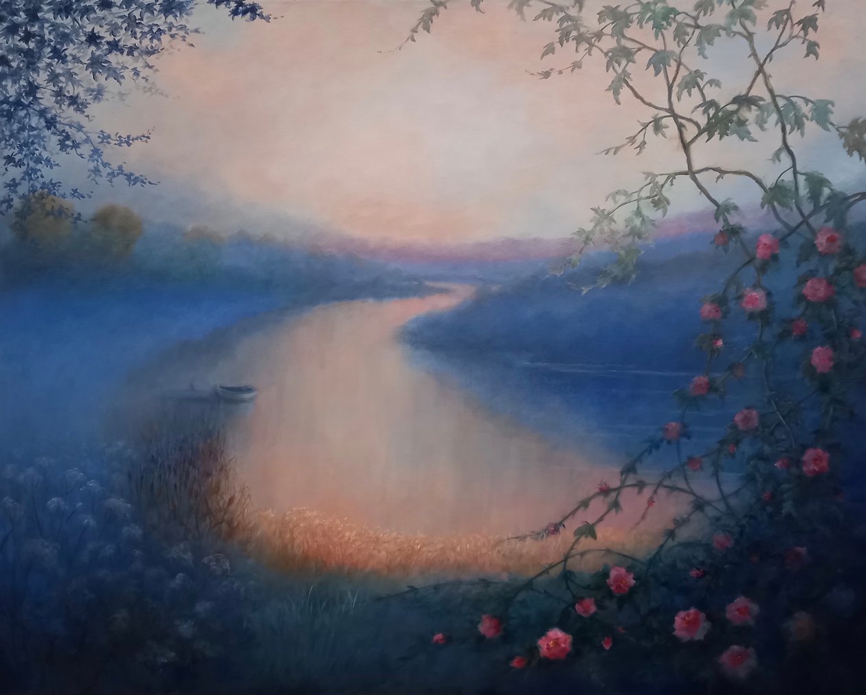 Bramble Roses, 2025 (olie på lærred) af Lee Campbell