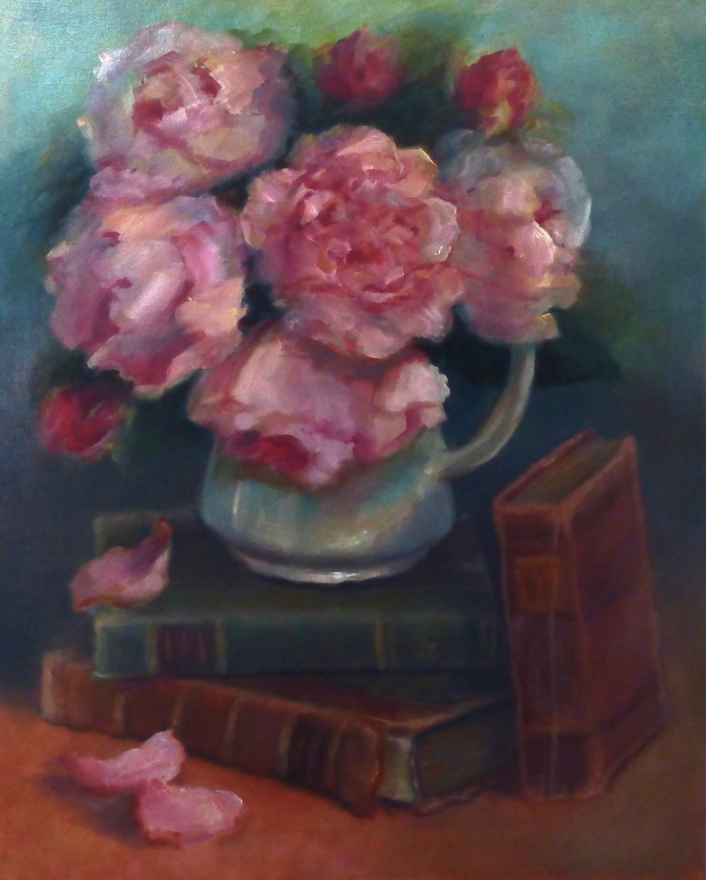 Peonies and Books, 2020 (olie på lærred) af Lee Campbell