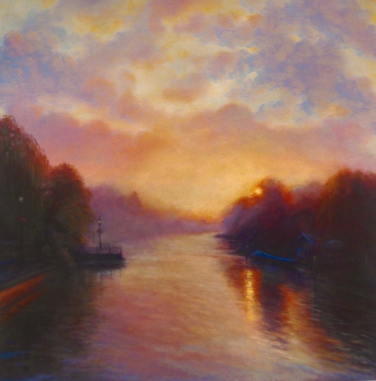 September Morning River, 2023 (olie på lærred) af Lee Campbell