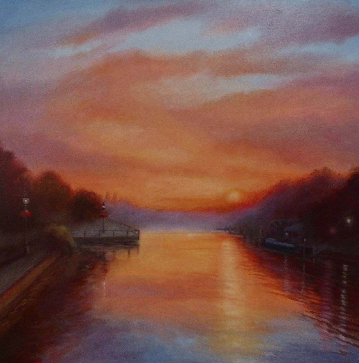 Thames Sunrise, 2024 (olie på lærred) af Lee Campbell