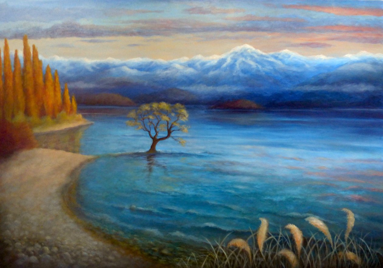 The Wanaka Tree, 2024 (olie på lærred) af Lee Campbell