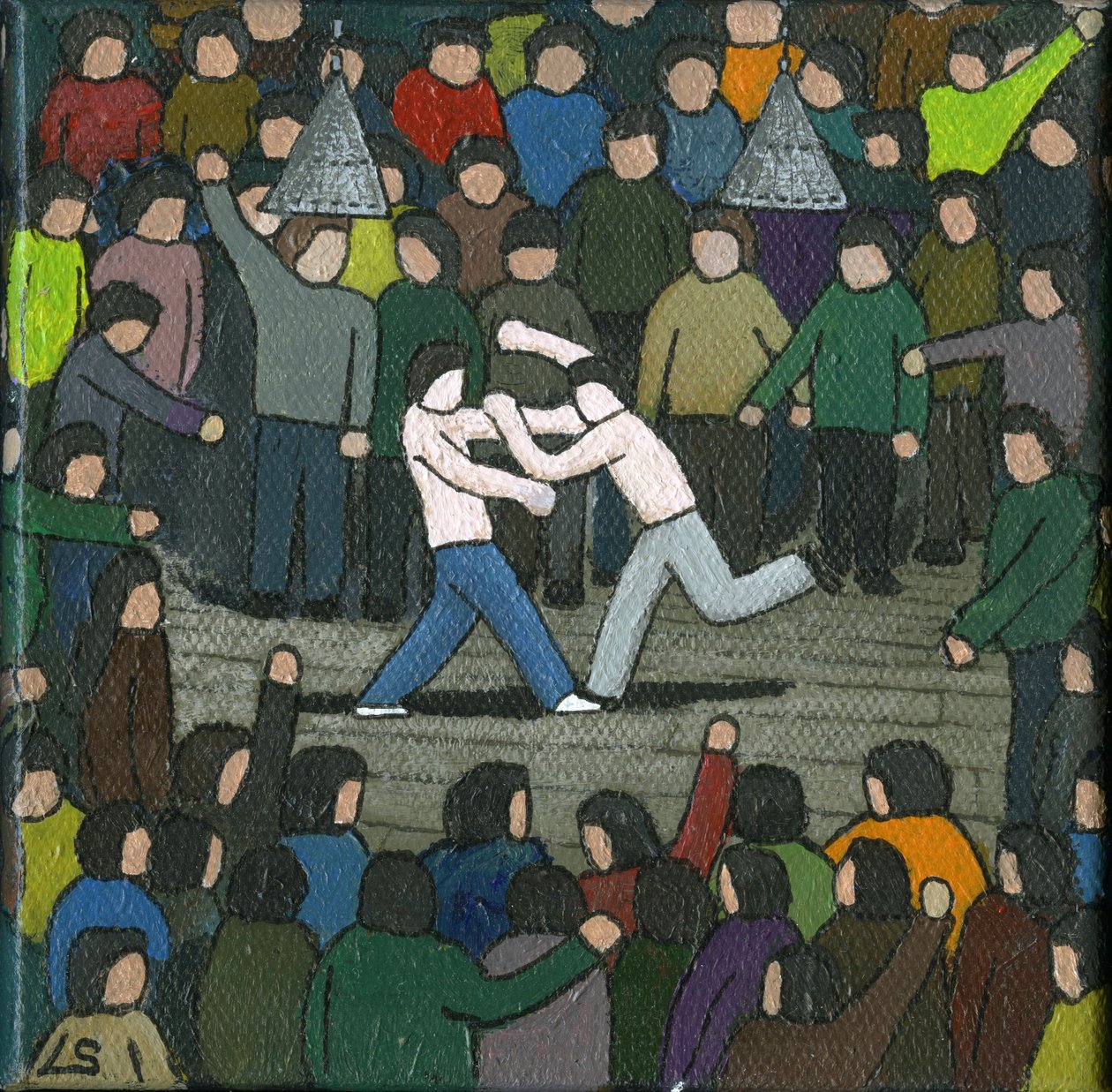 The Fight, 2015 (Akryl og blæk på lærred) af Lee Sellers