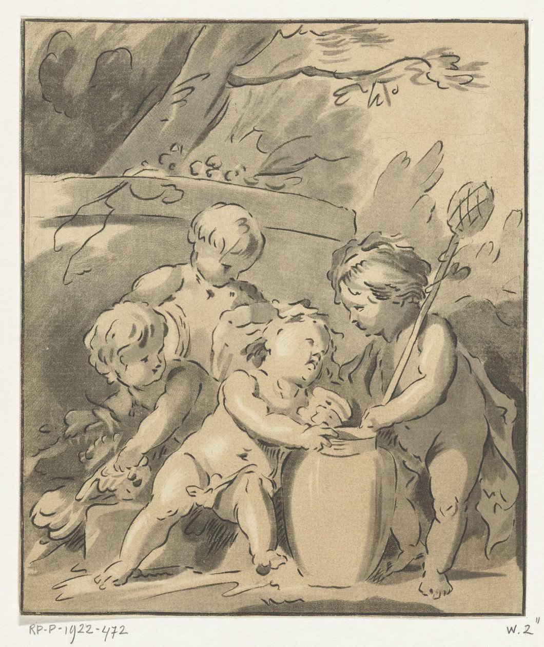 Fire putti med vase af Leendert Brasser
