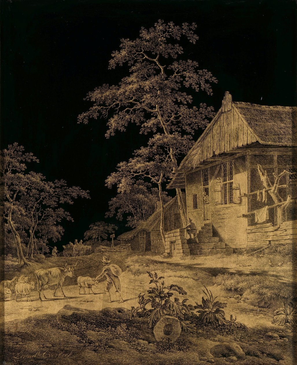 Hyrde på en gård af Leendert Overbeek