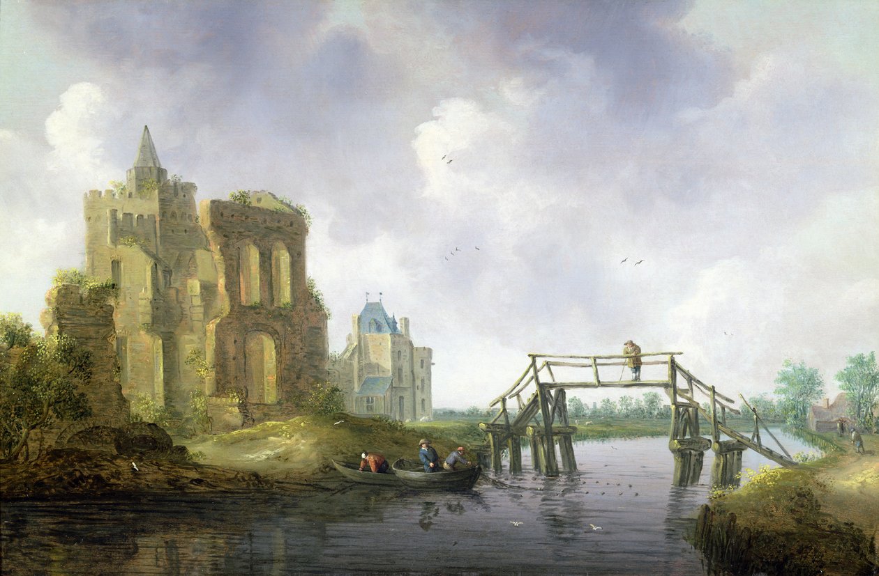 Broen ved Heemstede, uden for Haarlem af Leendert or Leonard Knijff