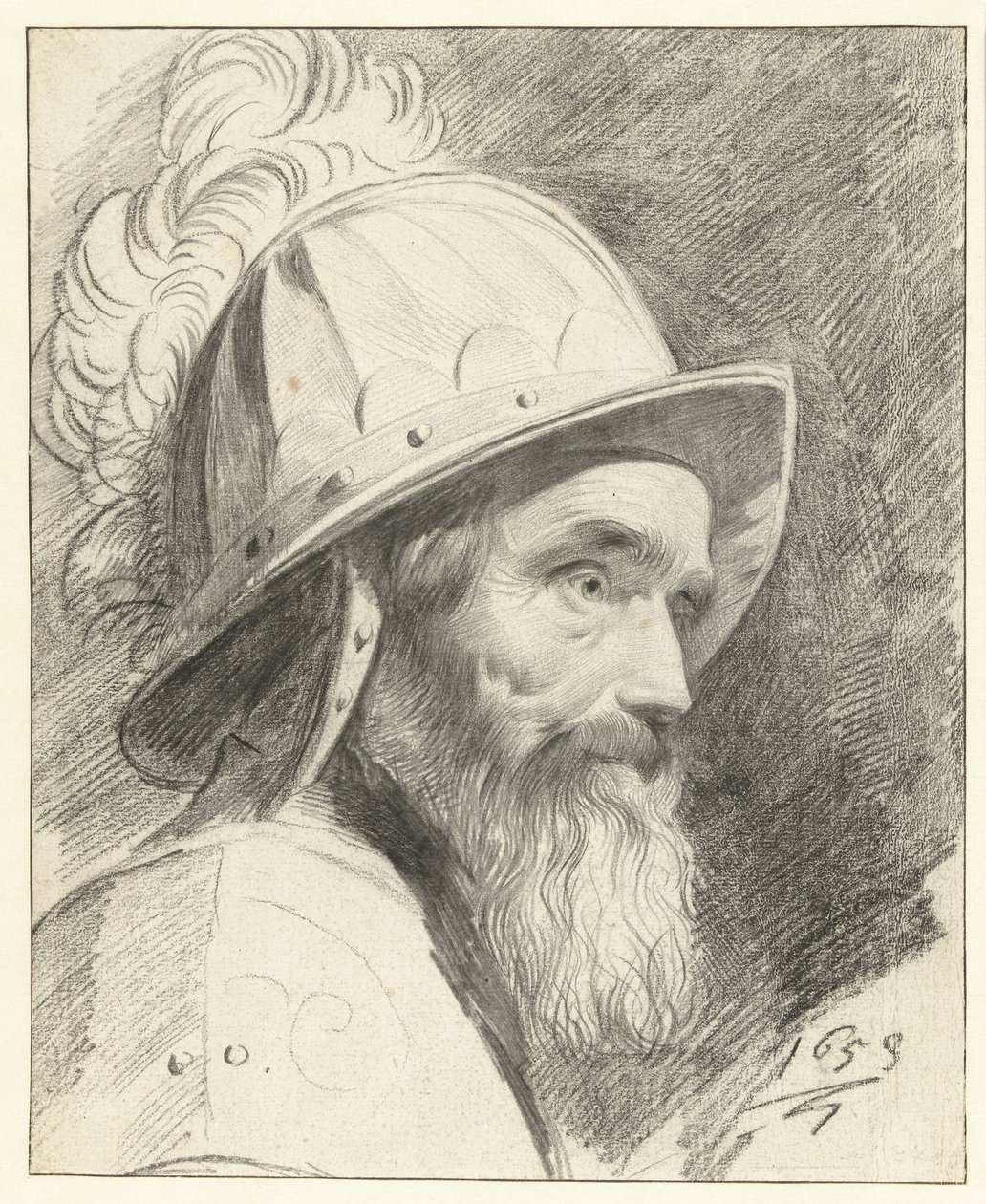 Buste af kriger med hjelm af Leendert van der Cooghen