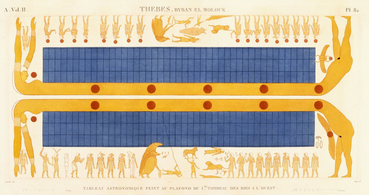 Theben, Byban el Molouk, ca. 1809-1812 (farvegravering) af Legentil (after)