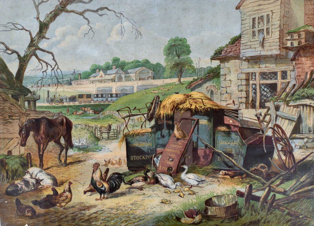 Fortid og nutid, ca. 1860 (træsnit på papir) af Leighton Bros