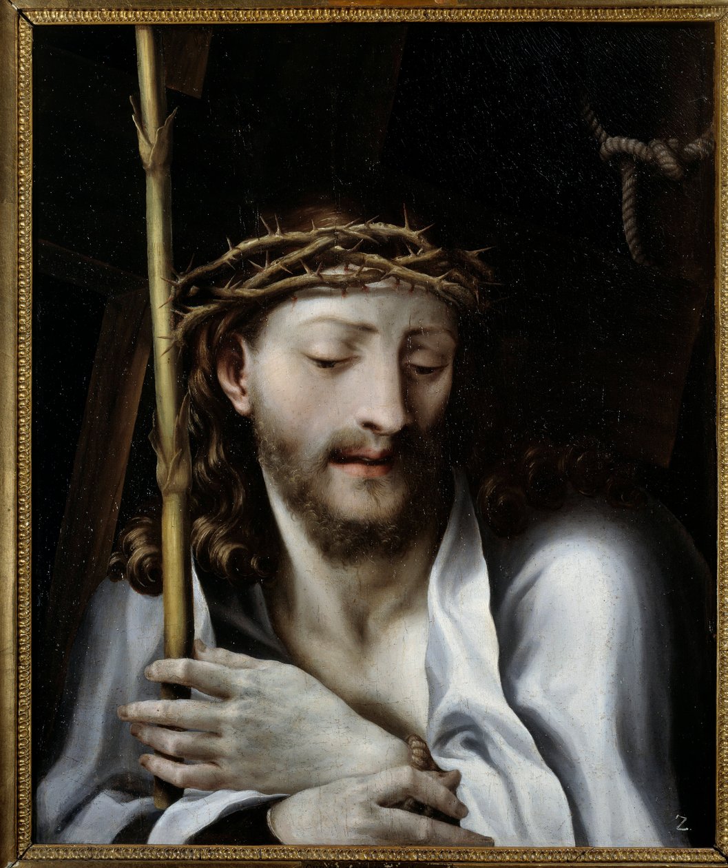 Kristus med sivet siger Kristus tornekrone Maleri af Lelio Orsi (1511-1587) 1500-tallets søn. 0,55x0,46 m Montpellier museum Fabre af Lelio Orsi da Novellara