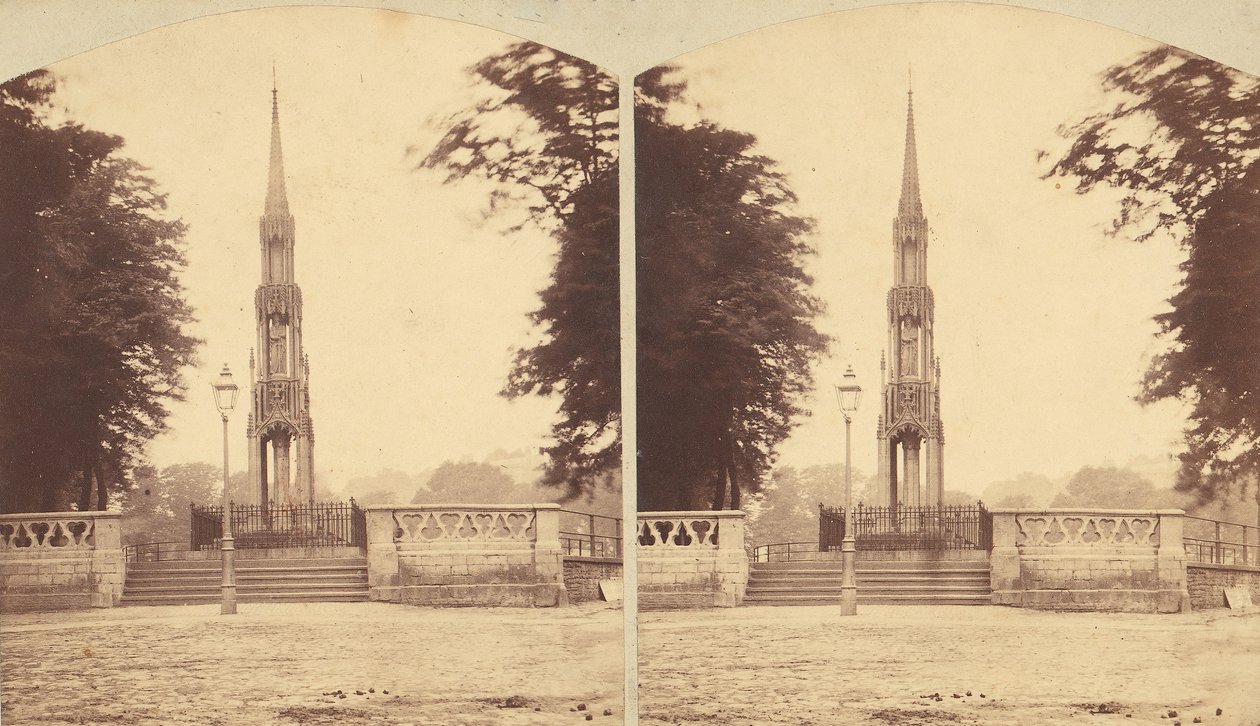 Gruppe på 8 tidlige stereografiske udsigter over britiske monumenter, mindesmærker og grave, 1850
