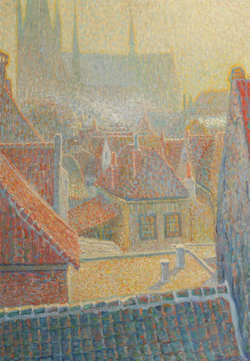 udsigt mod kirken i Woerden af Leo Gestel