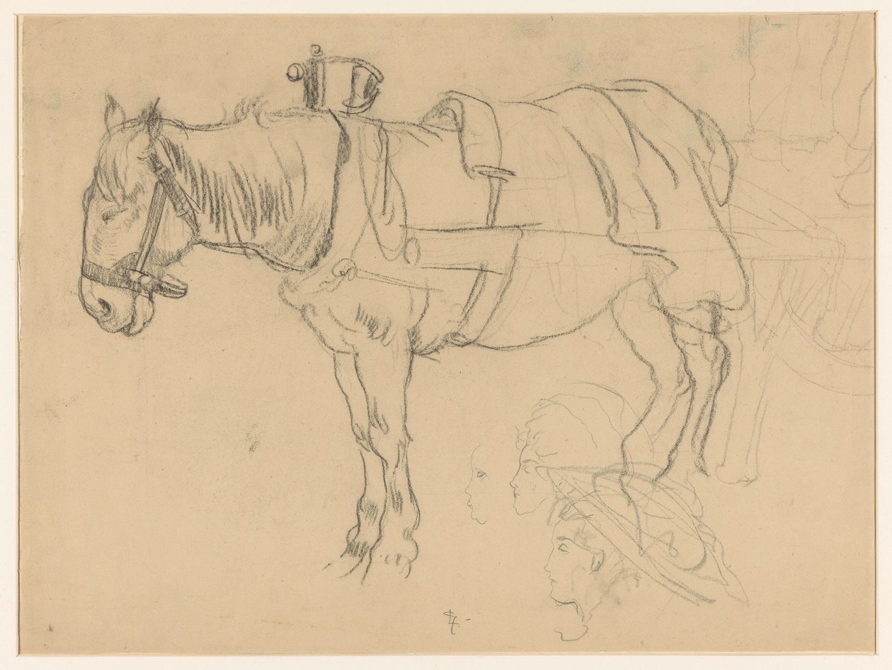 Hestetrukne og hovedstudier af Leo Gestel (signed by artist)
