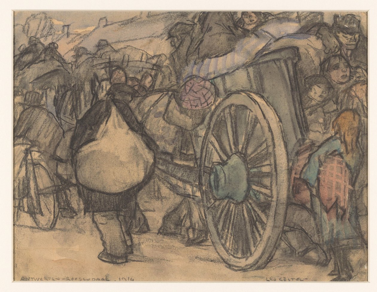 Antwerpen-Roosendaal-1914 (original titel på objektet) af Leo Gestel (signed by artist)