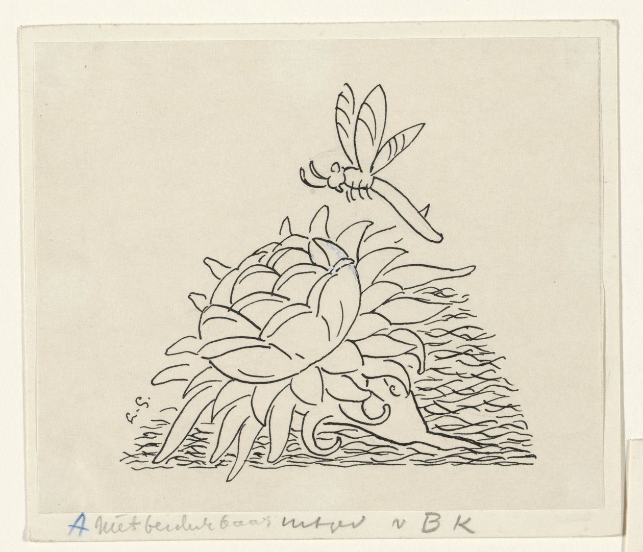 Blomst med en guldsmede af Leo Gestel (signed by artist)