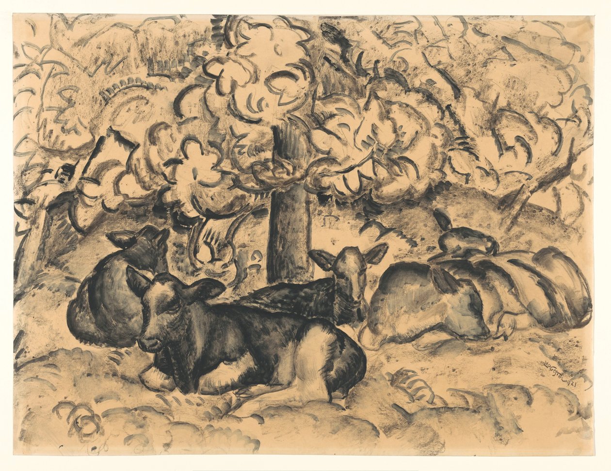 Frugthave med kalve af Leo Gestel (signed by artist)