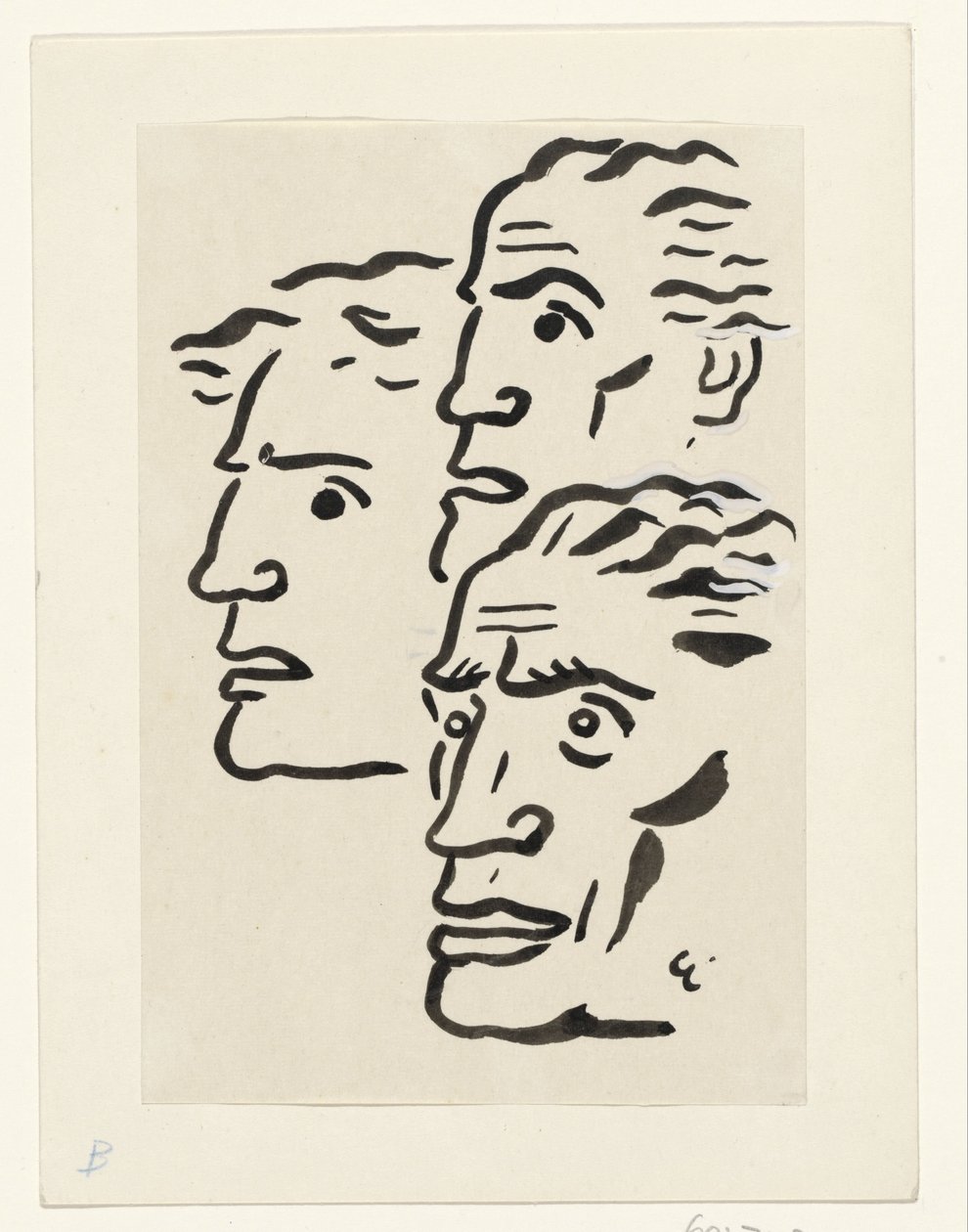 Tre mænds ansigter af Leo Gestel (signed by artist)