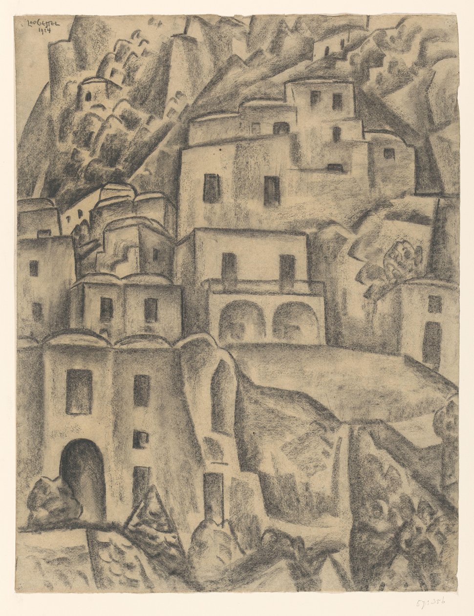 Huse på bjergskråninger af Leo Gestel (signed by artist)