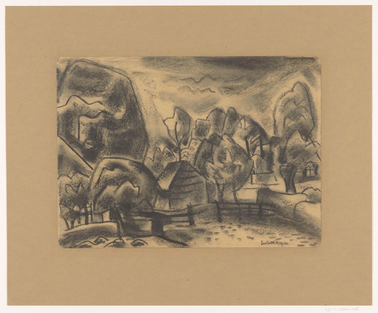 Landskab med en gård blandt træer af Leo Gestel (signed by artist)