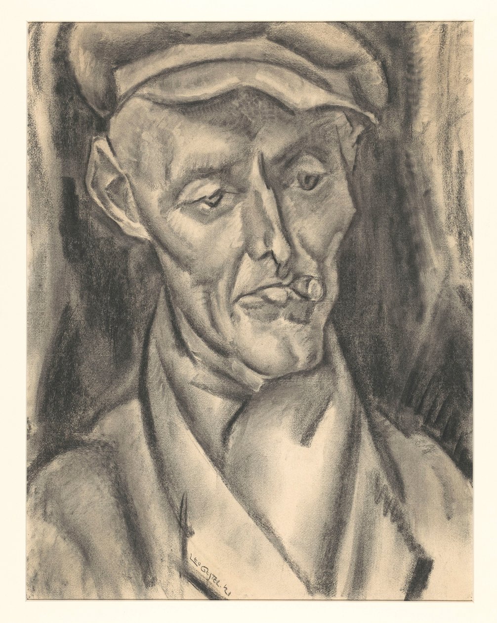 Mand med kasket og cigar af Leo Gestel (signed by artist)